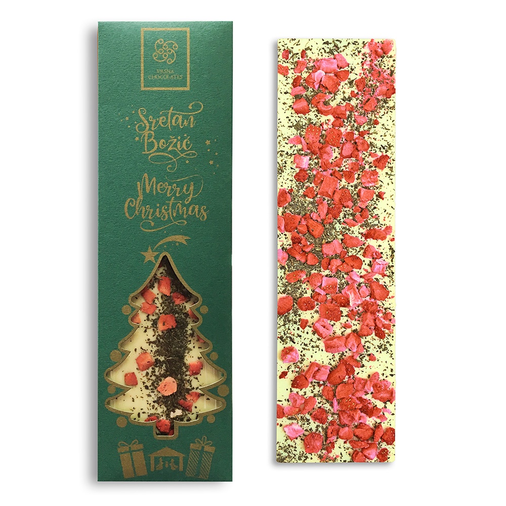 Christmas Tree White Strawberry and Mint Bar 100g
